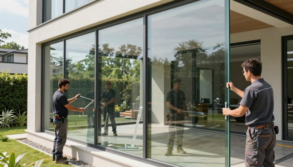 Glasfassade Installation