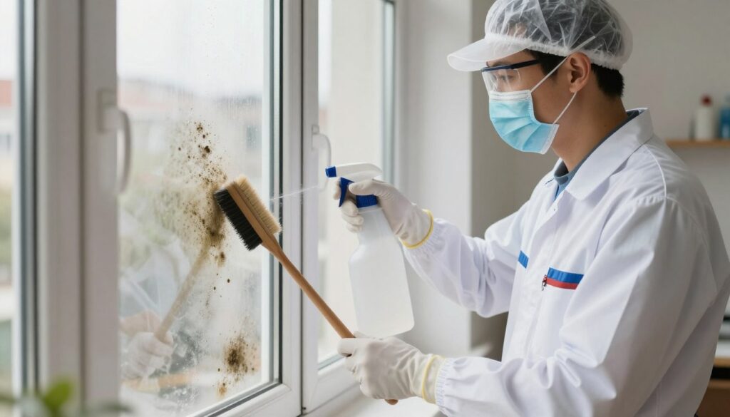 professionelle schimmelentfernung am fenster